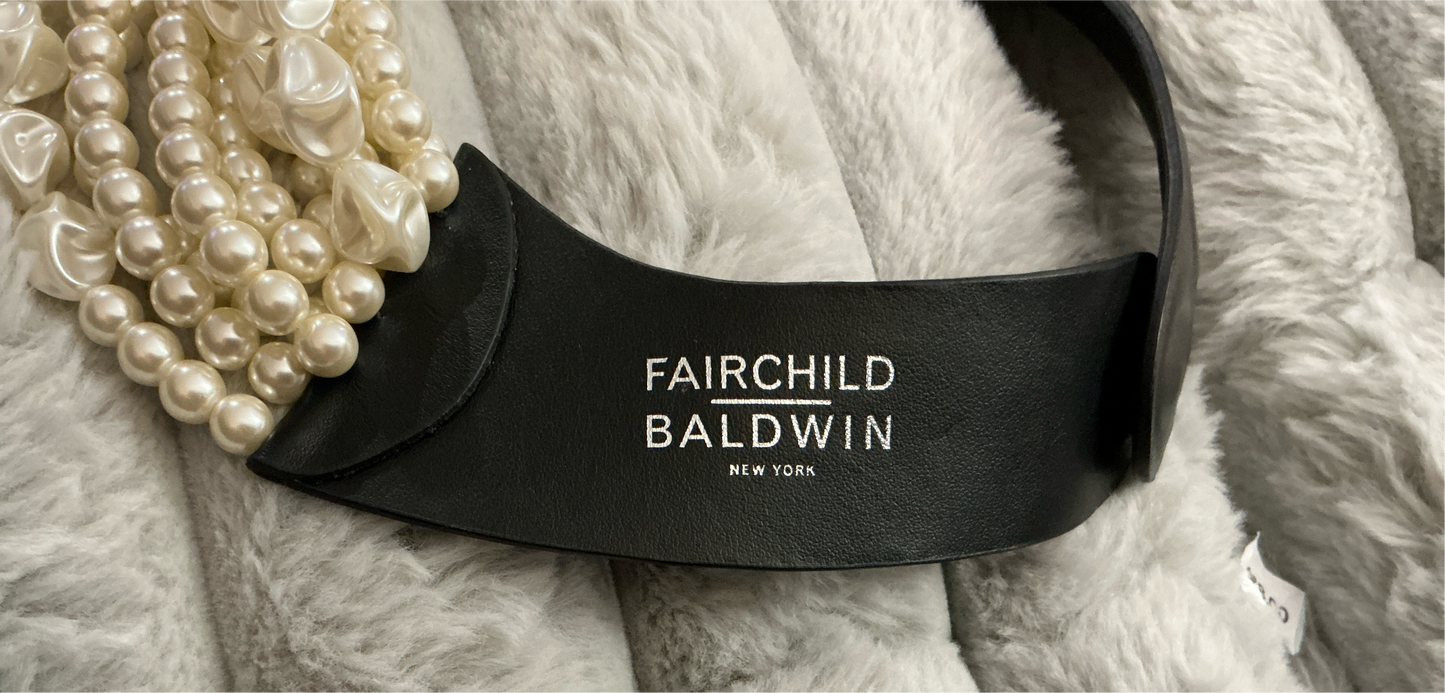 Vintage Fairchild Baldwin Pearl Necklace—10 Strand white pearls, black leather band