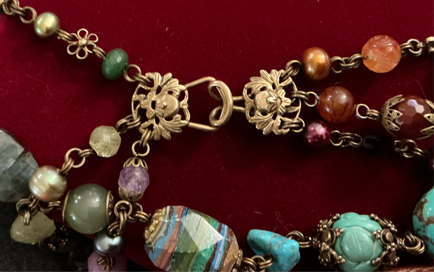 Vintage Stephen Dweck Three-Strand Gemstone Necklace