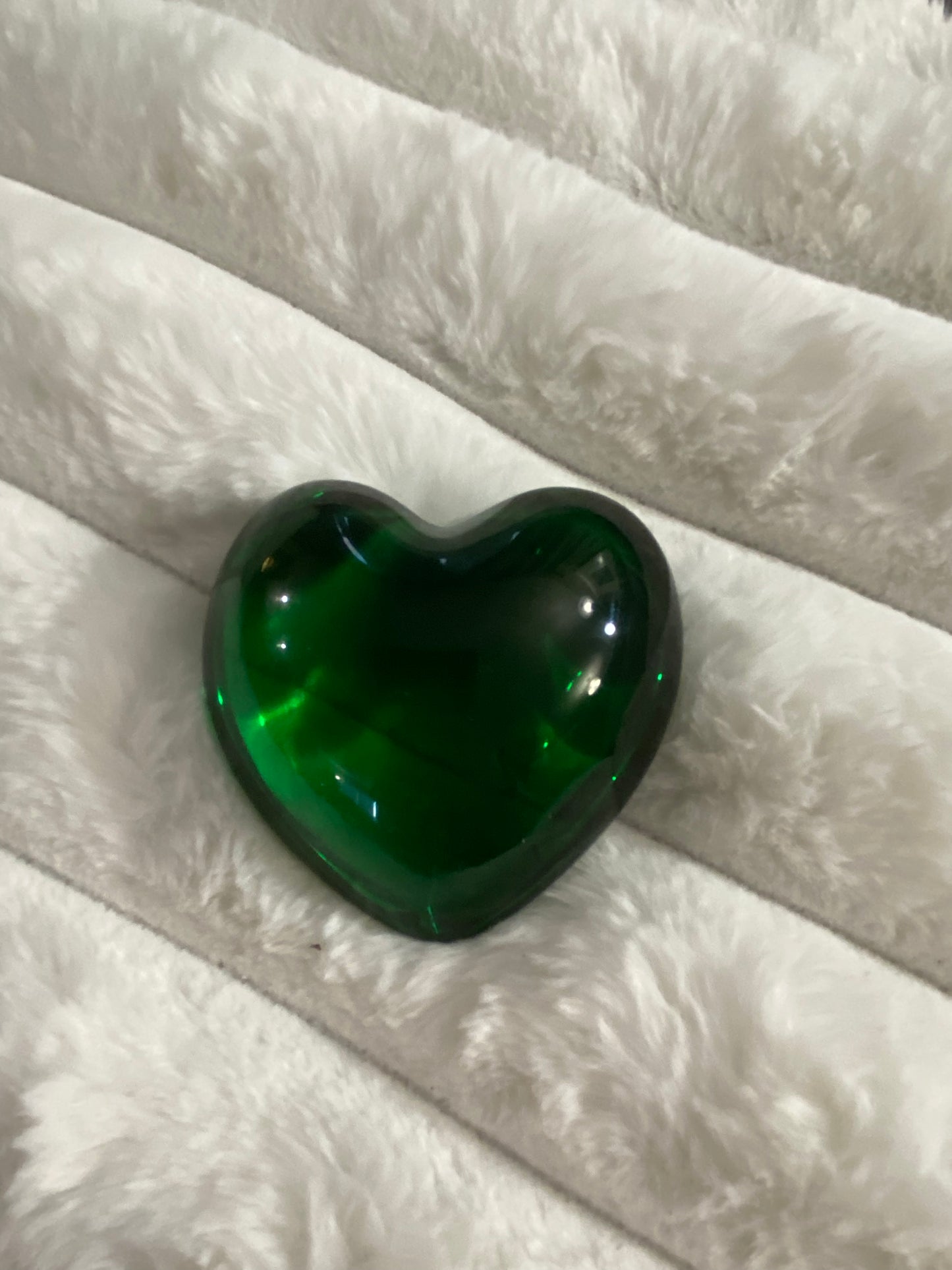 Vintage Baccarat Green Glass Heart Paperweight