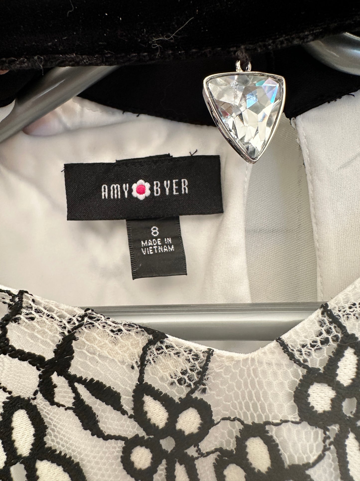 Amy Byer white & black lace girls dress size 8