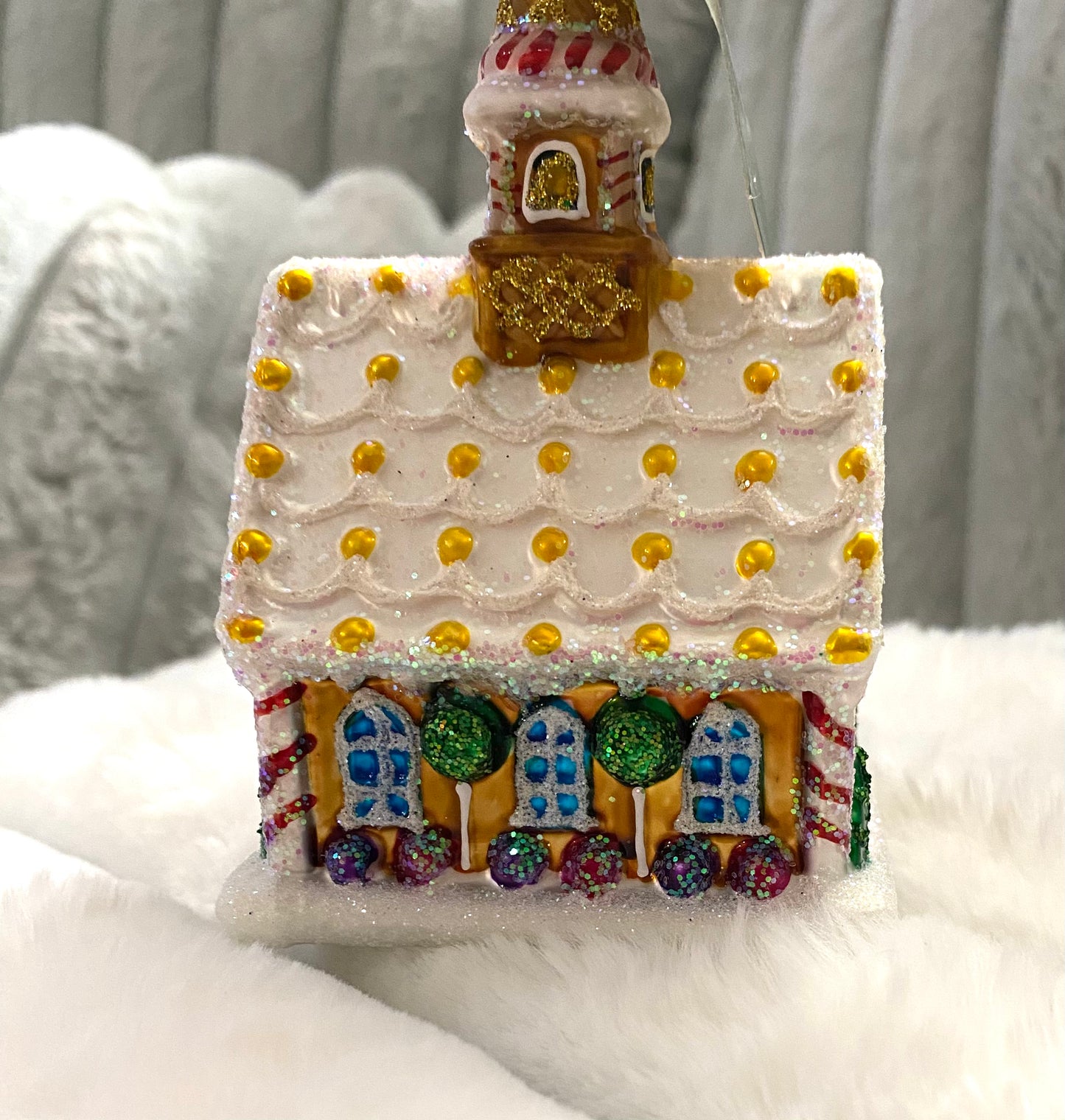 Old World Christmas glass-blown ornament—Gingerbread Church
