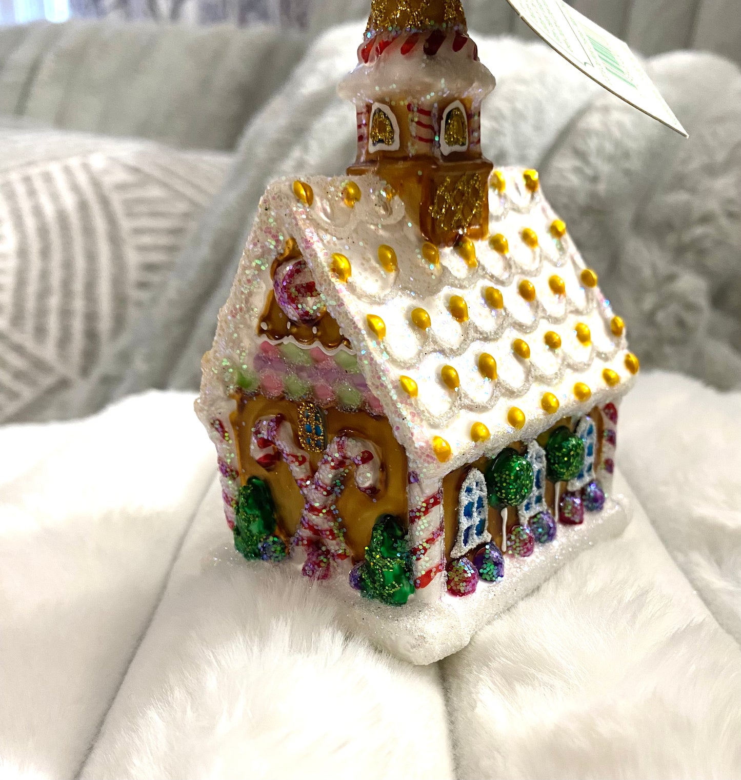 Old World Christmas glass-blown ornament—Gingerbread Church