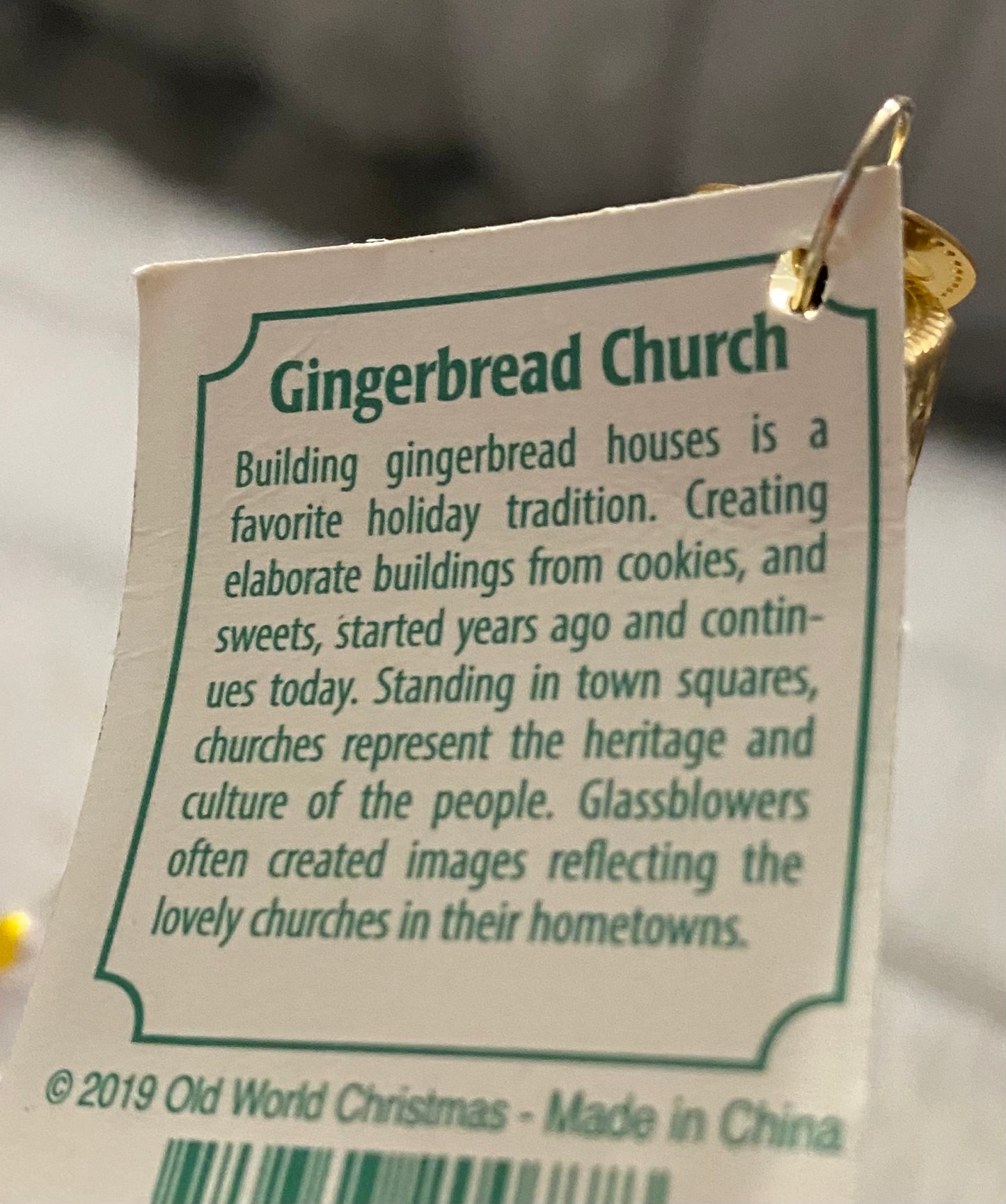 Old World Christmas glass-blown ornament—Gingerbread Church