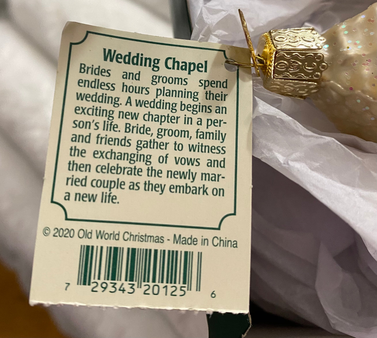 Old World Christmas Wedding Chapel Ornament – Handcrafted Glass Keepsake