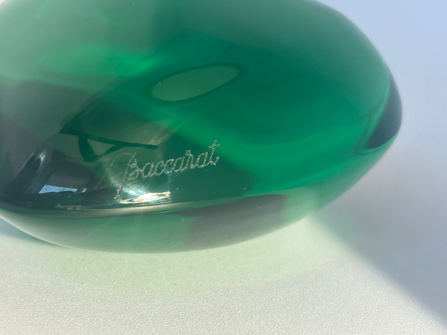 Vintage Baccarat Green Glass Heart Paperweight