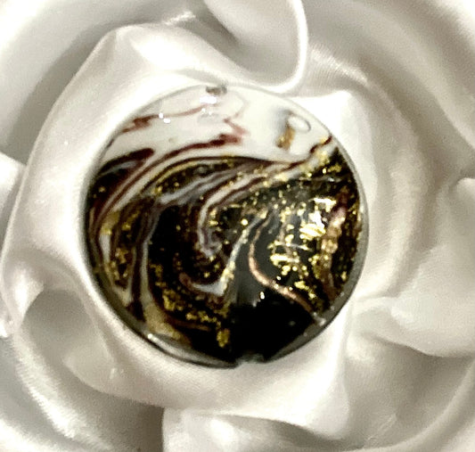 Venetian Glass Handmade Focal Bead—40mm disc BLACK AVENTURINE