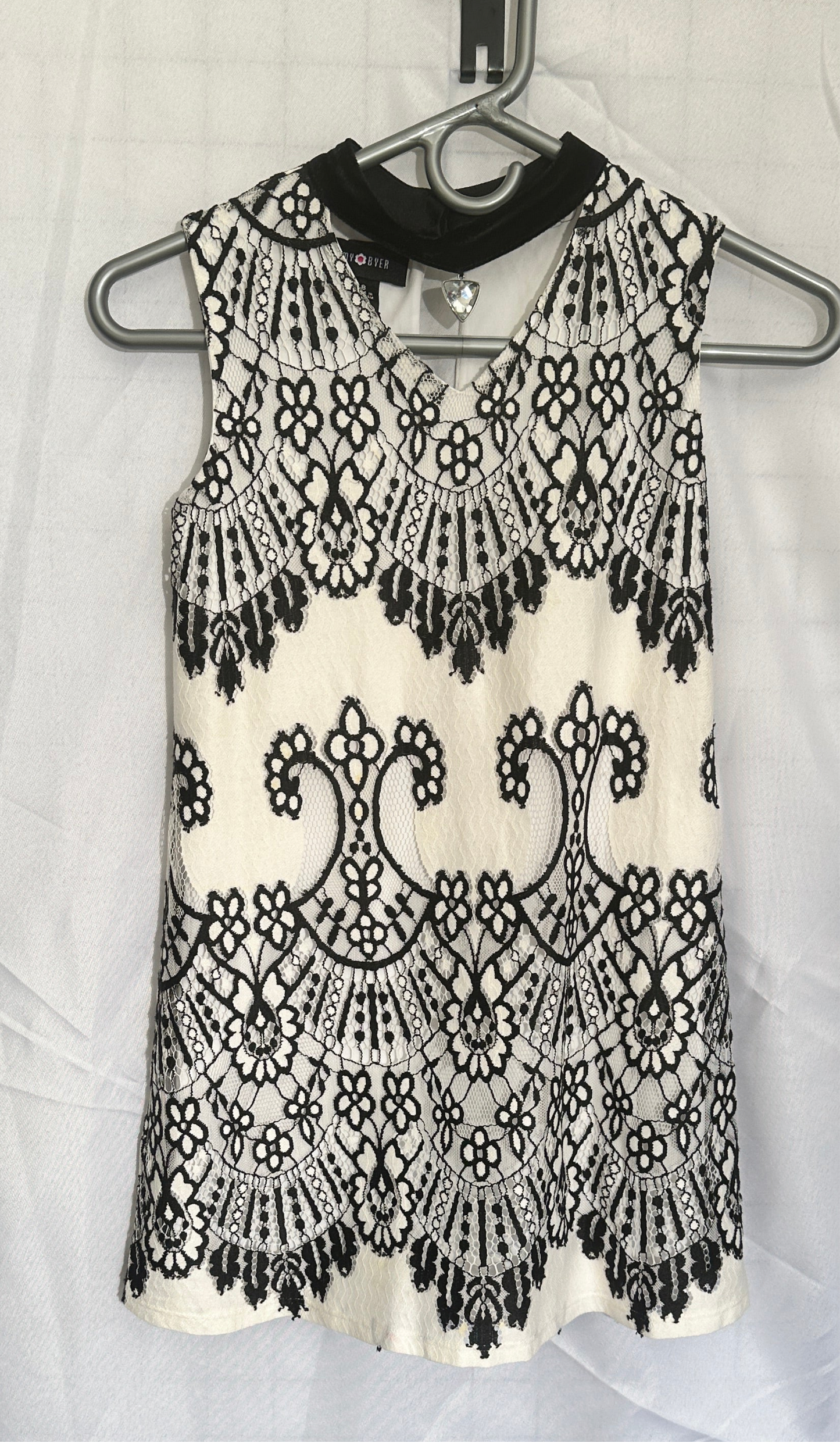 Amy Byer white & black lace girls dress size 8
