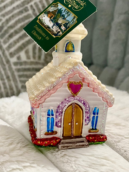 Old World Christmas Wedding Chapel Ornament – Handcrafted Glass Keepsake