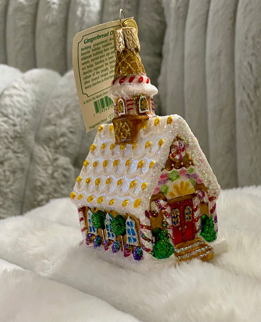 Old World Christmas glass-blown ornament—Gingerbread Church