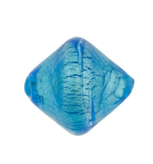 Aquamarine Bicone Bead with White Gold Finish - 12mm
