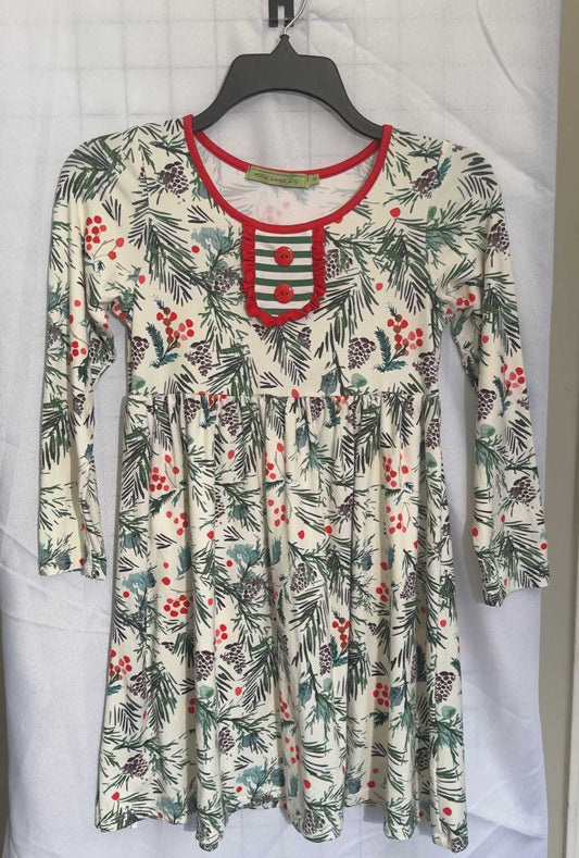 Millie Loves Lily Girls 10 Christmas dress- Pinecone print