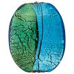 Aqua Pezzato Murano Glass Oval 38mm Gold,Silver Foil